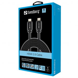 Sandberg HDMI 2.0 Cable 1 Metre Ultra High Speed 4K - High Quality - 5 Year Warranty